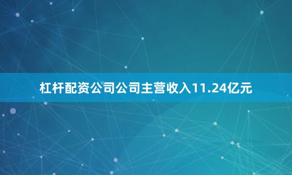 杠杆配资公司公司主营收入11.24亿元